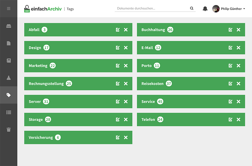 Tags zur freien Verschlagwortung